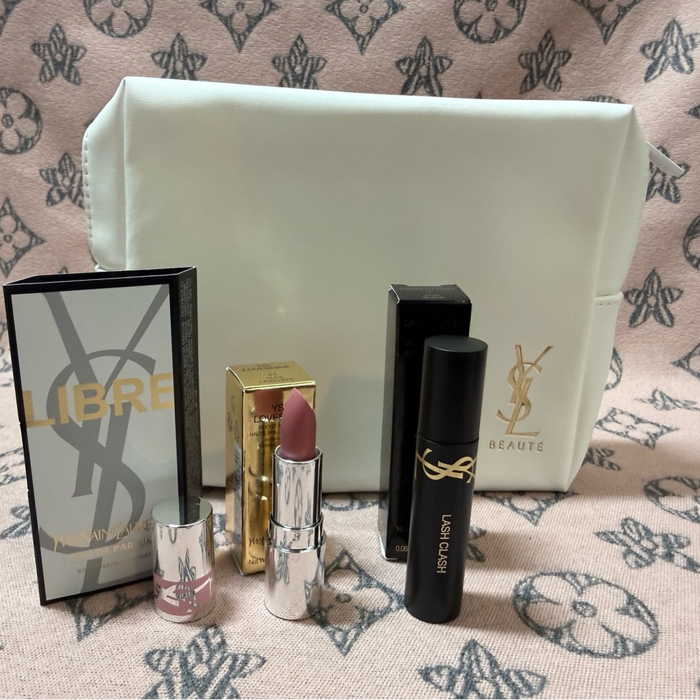 Yves Saint Laurent Beauty minis Set with White Makeup Pouch